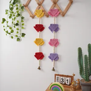 Nordic bohemian woven wall hanging with wooden beads and tassels for kids room decor