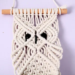 Handmade macrame owl wall hanging decor, bohemian woven tapestries for wall art.