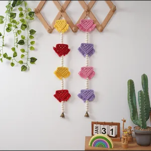 Bohemian Woven Tapestry Cotton Wooden Bead Tassel Pennant Wall Hanging Nordic Style Children Room Home Decor