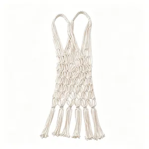 Handmade woven cotton rope shopping bag eco-friendly mesh fruit storage net tote bag.