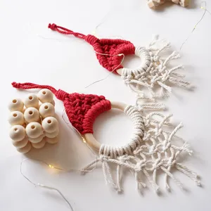 Handmade Nordic Macrame Christmas Tree Hanging Ornament Boho Wall Decor Holiday Gift