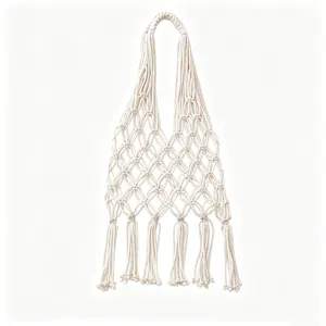 Handmade cotton macrame net shopping bag eco-friendly fruit storage tote bag daily use