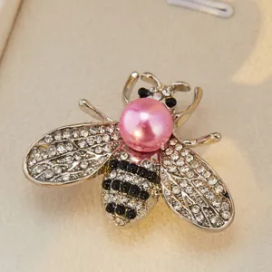 Broche abeille strass mode style coréen pour hommes femmes accessoire de costume cristaux brillants