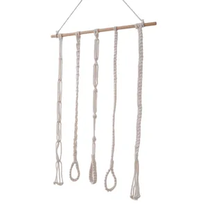 Macrame hair bow holder wall hanging cotton rope organizer for girls hair clips display