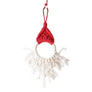 Nordic Christmas Tree Decoration Macrame Ornament Santa Hat Bohemian Wall Hanging Pendant