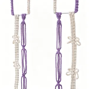 Macrame hair clip holder boho wall hanging organizer cotton braided hair accessory display