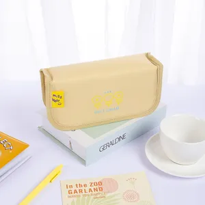 Macaron Flap Large Capacity Pencil Case Cute Japanese Style Aesthetic Stationery Storage Pouch For School Students