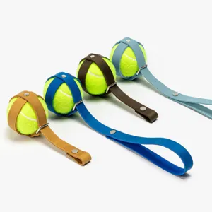 Support de balle de tennis pour animal de compagnie en cuir PU avec boucle métal multicolore