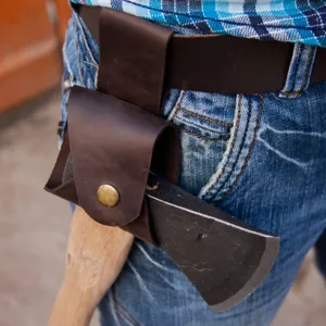 Leather axe sheath portable waist hanging axe storage cover for outdoor camping survival tool axe holster