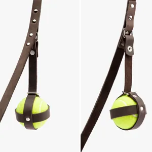 Sac de Rangement pour Balles de Tennis pour Chien en Cuir PU Support de Balle de Jouet Portable Organisateur Suspendu Extérieur