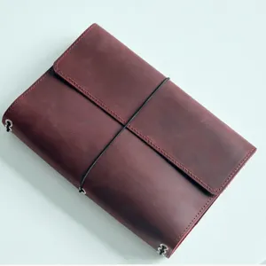 Retro Crazy Horse Leder A5 Tagebuch Notizbuch Einband Detailansicht Büro Planer