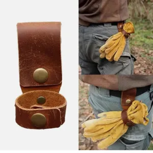 Clip de gant en cuir pour ceinture de travail, porte-outil marron retro, organiseur pro