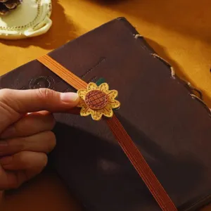 PU leather sunflower elastic book marker band cute page clip for reading lovers stationery