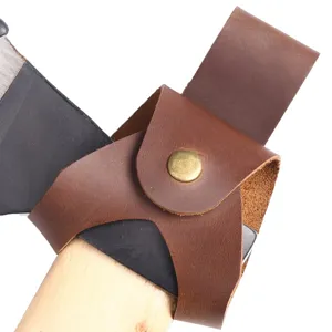 Cowhide Leather Axe Head Cover Sheath Portable Outdoor Camping Survival Tool Hatchet Protector With Belt Loop Brown Black