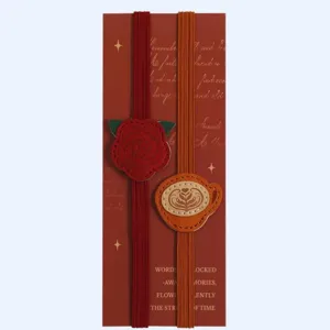 Detail view of elastic PU leather bookmarks featuring cute rose and coffee designs.
