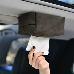 Scatola fazzoletti magnetica auto in camoscio appendiabiti parasole porta fazzoletti tetto