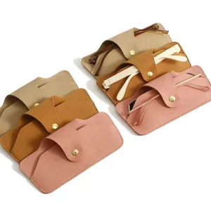 Soft suede glasses case minimalist portable sunglasses storage bag multi-color protective pouch