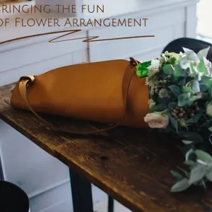 Braune PU Leder Blumenverpackung Tasche, stilvolle Blumenstrauß Aufbewahrung und Tasche.