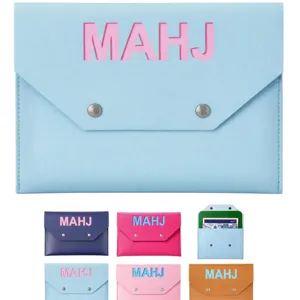 PU Leather Mahjong Rule Card Storage Pouch Game Card Holder with Snap Button Variants