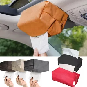 Scatola fazzoletti magnetica auto per parasole e tetto, porta tovaglioli in tessuto scamosciato.