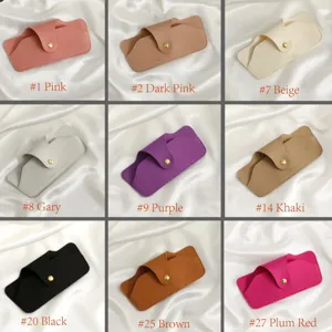 Minimalist PU leather glasses case portable sunglasses storage pouch multi color variant grid.