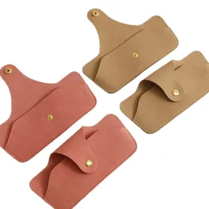 Minimalist microfiber glasses case with lanyard, portable sunglasses storage bag for travel.