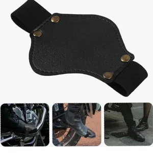 Protector de zapatos para cambio de moto, protector de botas de piel PU negra para montar.