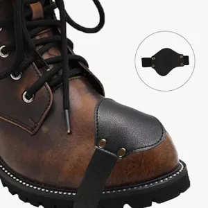 Protector de botas de moto de cuero PU negro cubierta anti-rasguños para cambiar marcha
