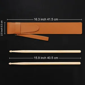 PU leather drumstick bag with wooden drumsticks percussion instrument holder storage case.