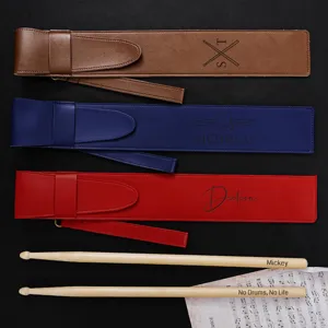 Laser engraved PU leather drum stick bag storage holder set for percussion instrument