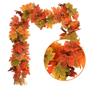 Artificial Maple Leaf Vine Fall Garland Hanging Autumn Foliage For Halloween Thanksgiving Christmas Home Garden Wall Decor