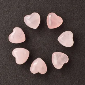 Perles Percées en Quartz Rose Naturel en Forme de Cœur Pierre de Cristal Rose Polie pour Fabrication de Bijoux DIY Bracelet Collier
