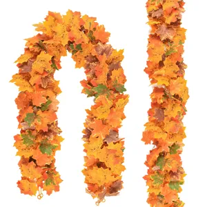 Artificial autumn maple leaf garland for Halloween and Christmas wall hanging decoration
