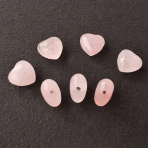 Perles naturelles en quartz rose de 15 mm en forme de cœur pour la création de bijoux
