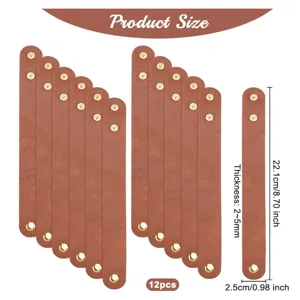 Detailed view of brown PU leather bracelets showing dimensions, length 22.1cm and width 2.5cm.