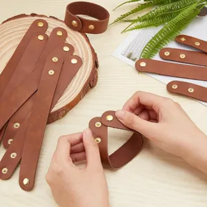 Adjustable PU leather bracelet vintage snap wristband DIY cuff couple strap jewelry gift