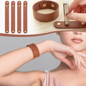 Vintage PU Leather Adjustable Cuff Bracelet For Men Women Minimalist Retro DIY Snap Button Wristband Couple Jewelry Gift