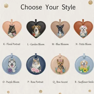 Customized pet portrait PU leather bag charm personalized cat dog keychain wallet pendant gift