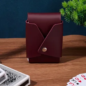 Burgundroter PU-Leder Spielkarten Aufbewahrungsbox Deck Case tragbare Brettspiel Schutzhülle