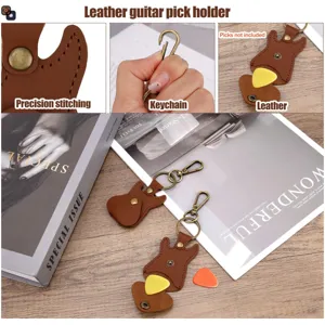 Llavero soporte de púa de guitarra de cuero PU estuche para púas accesorios musicales