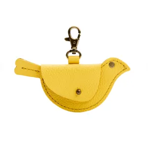 Yellow bird leather mini coin purse keychain cute animal bag pendant coin pouch accessory