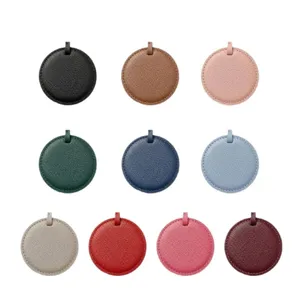 Round PU leather bag charm multi-color portable pendant keychain stylish accessories for daily use.