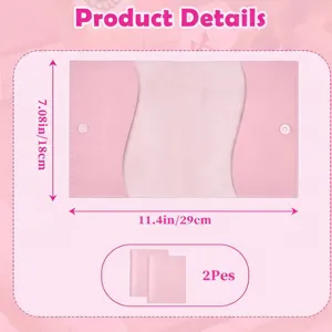 Pink PU leather mahjong card storage bag, 2pcs set with magnetic closure and size details.