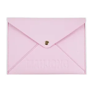 PU Leather Mahjong Accessories Storage Bag Envelope Organizer Portable Game Card Pouch With Metal Button For Travel Home