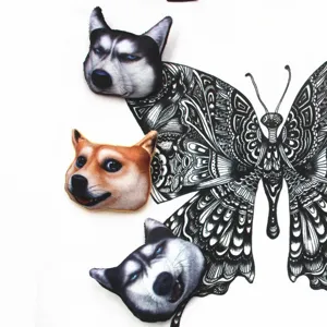 Original 3D cartoon dog head plush brooch cute husky and doge animal badge apparel accessory