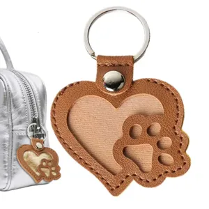 Porte-clés cœur rangement poils d'animal cuir PU sac mémorial détail vue accessoire