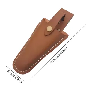 Funda de cuero PU para tijeras de jardinería bolsa de herramientas marrón 20.5x8cm