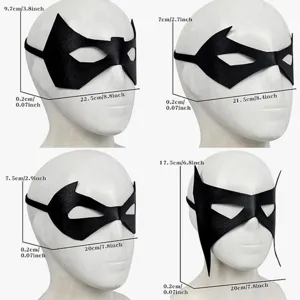 Black PU leather superhero mask masquerade eye mask Halloween party costume accessories 4pcs