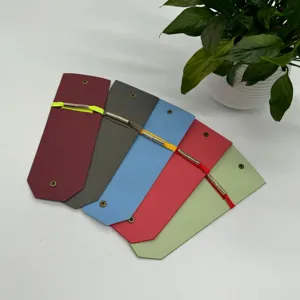 Leather wrap wallet storage bag with magnetic clasp and elastic band multi-color set.