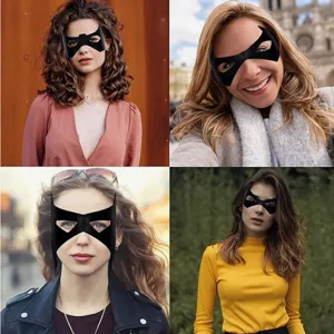 Black superhero mask PU leather masquerade eye mask for Halloween party costume accessories